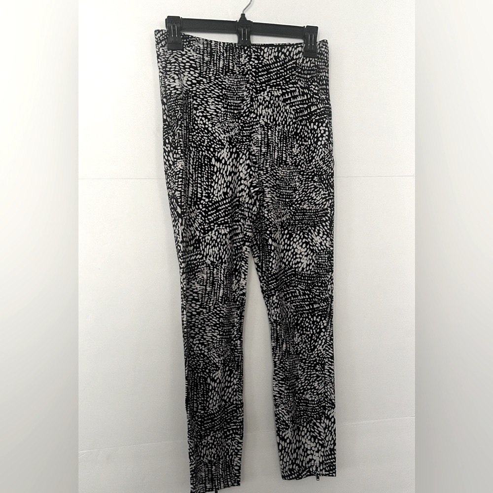 LYSSE WOMEN'S BLACK&WHITE JAVA PRINT ANKLE ZIP REAR SEAM PULL ON LEGGINGS M